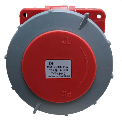 Grippes 3 phase 220V electrical industrial socket with red and gray casing and secure locking cover
