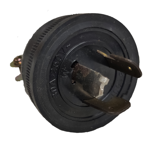 Grippes 30A twist lock plug 250V black industrial power connector with three brass prongs