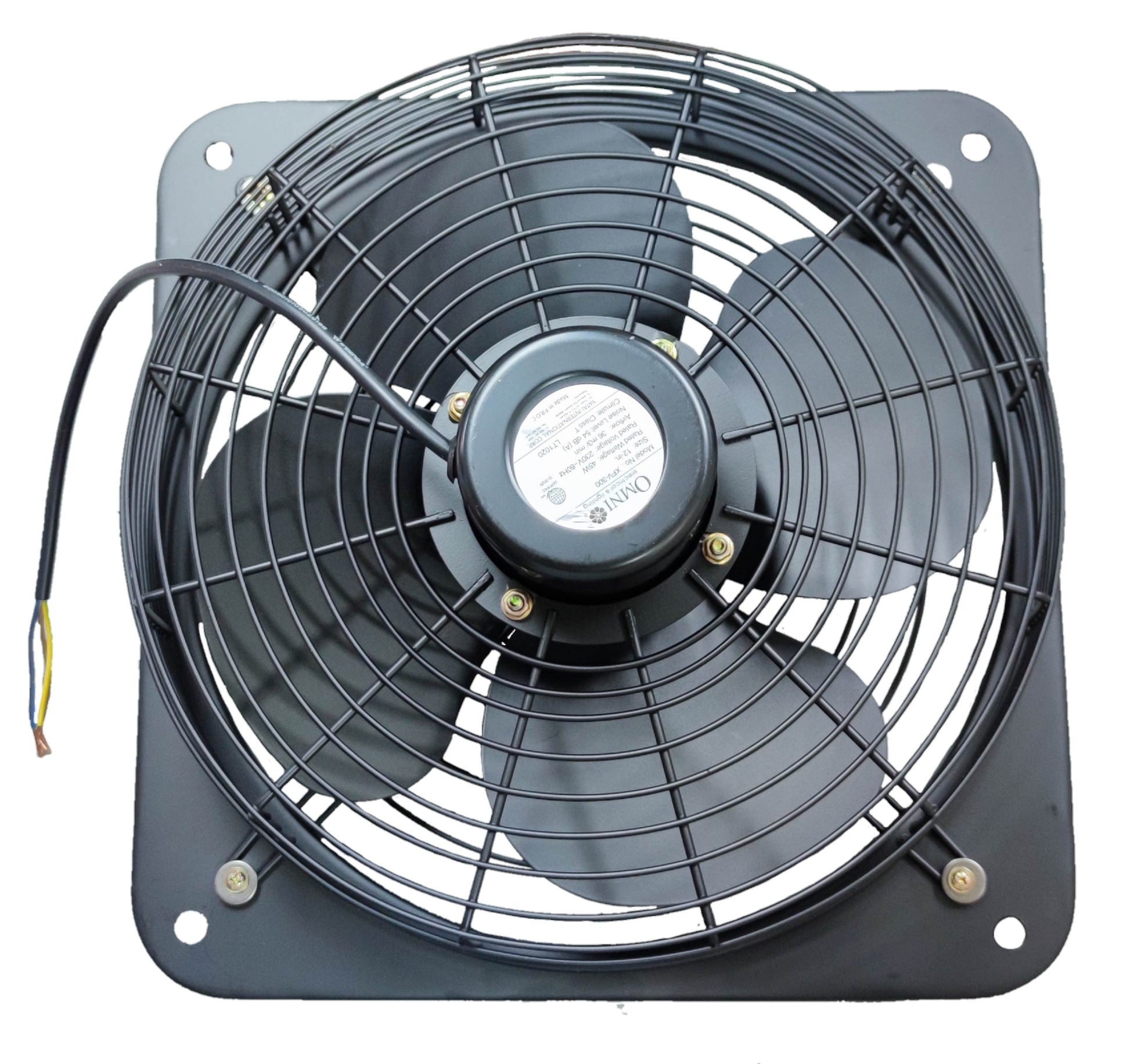 Omni industrial exhaust fan 16 inch XFV-400 220VAC with durable black metal casing and five blades