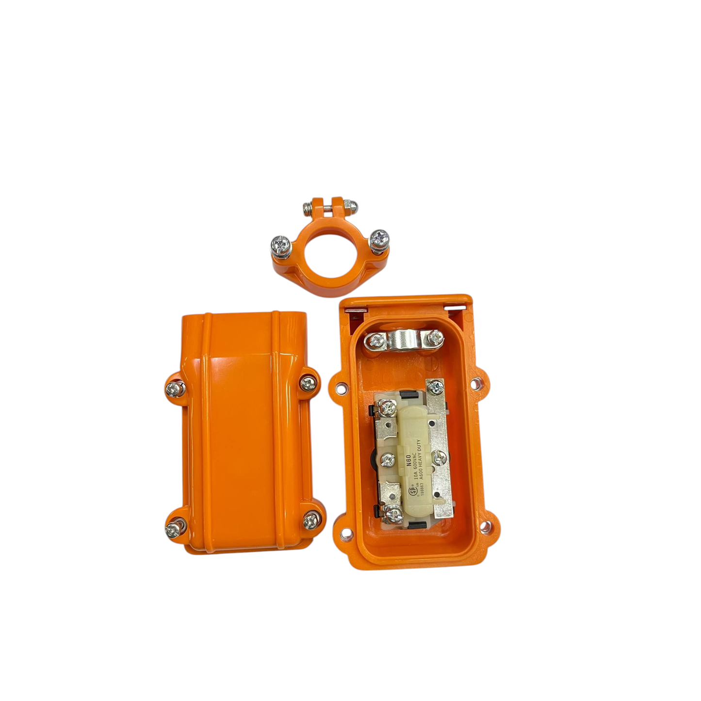 Auspicious industrial hoist push button switch in orange with protective casing and mounting bracket