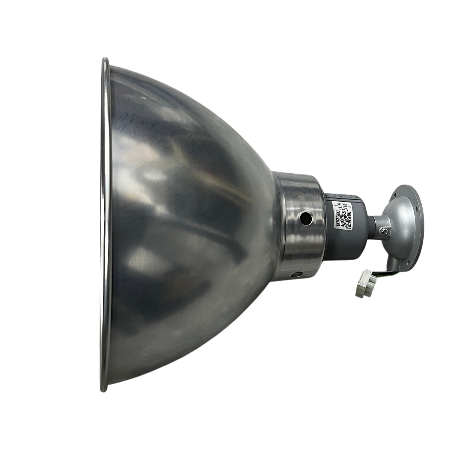 Biglite and Omni 12 Inch aluminum reflector with E27 socket. Industrial silver dome fixture for warehouse lighting