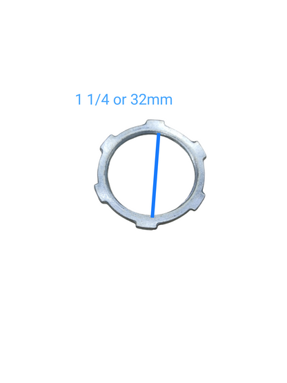 Locknut for IMC Pipes 32mm metal slotted conduit locknut showing tabs one and one quarter inch size for pipe fittings China