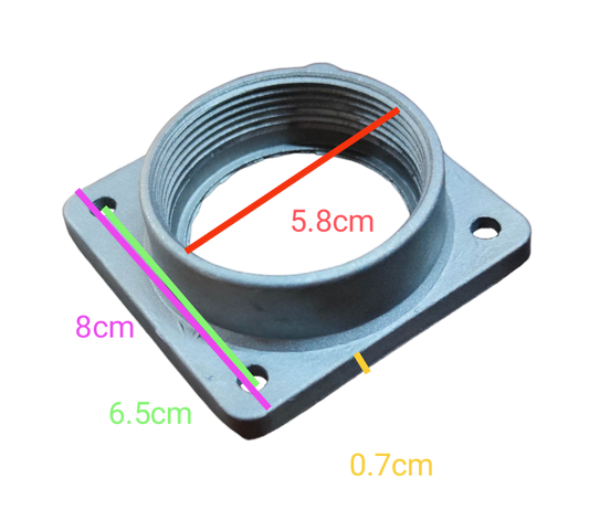 Meter Base Hub 2 Inches threaded aluminum flange with square mounting plate and four bolt holes made in China