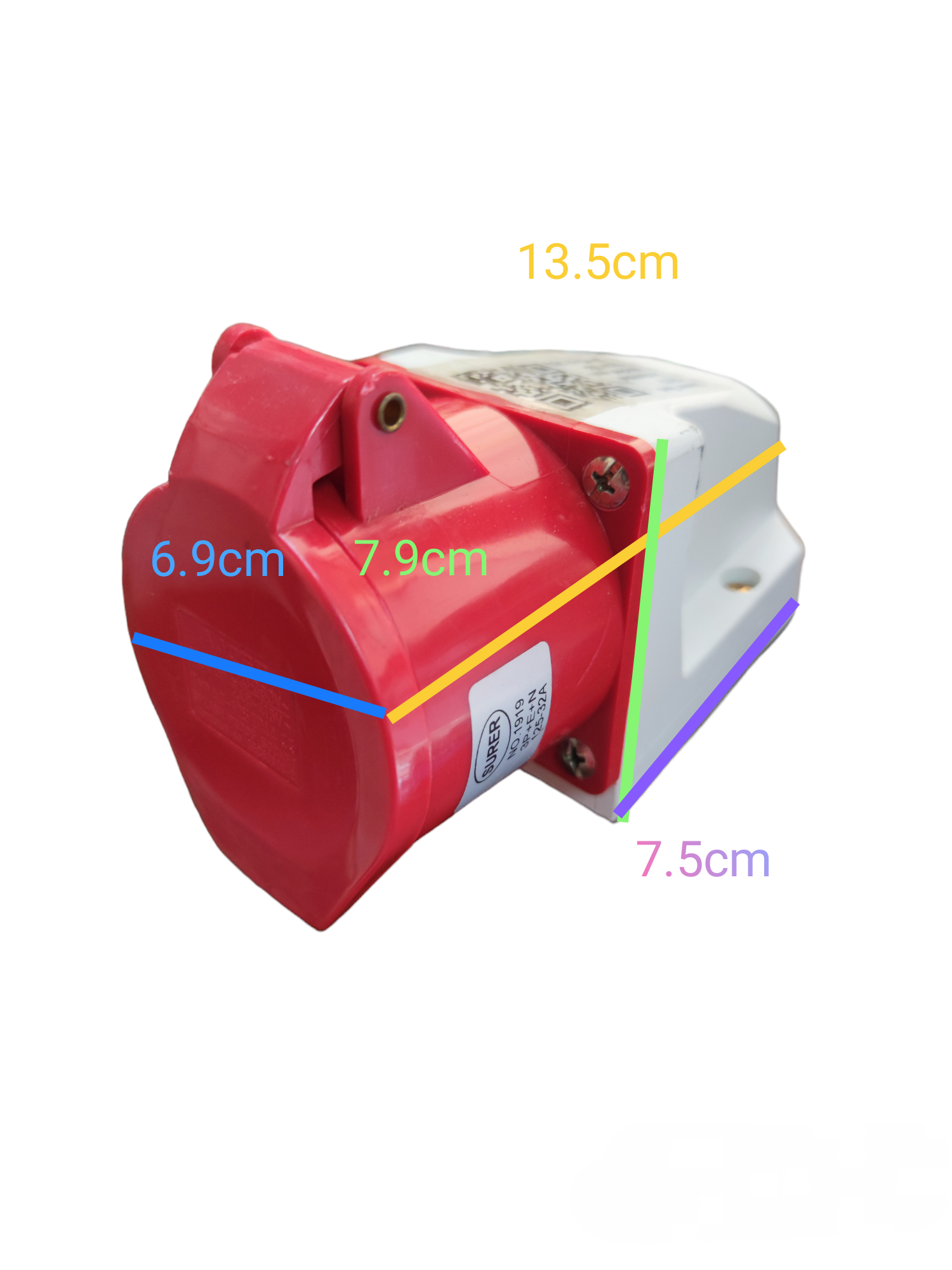 Surer Industrial Outlet Wall Type 125 red and white electrical socket with protective cover