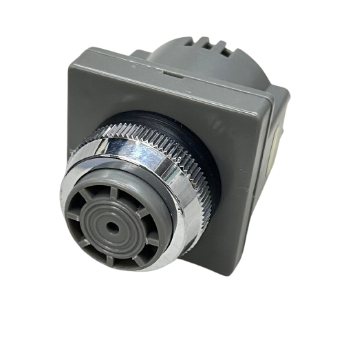 Auspicious industrial panel buzzer 220V with a chrome finish and adjustable sound settings.