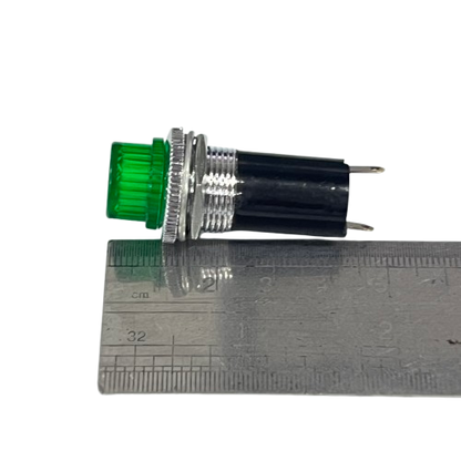 Grippes Pilot Light 16mm 220V GREEN panel mount indicator with threaded bezel and spade terminals