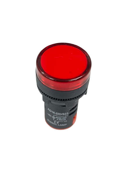 Grippes Pilot light 24V DC RED 22mm industrial panel mount red indicator light with threaded body