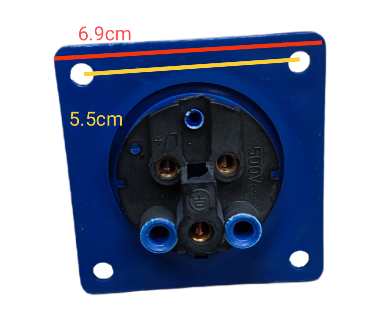 Grippes industrial plug chassis type 16A 220V with dimensions and robust construction for heavy-duty use