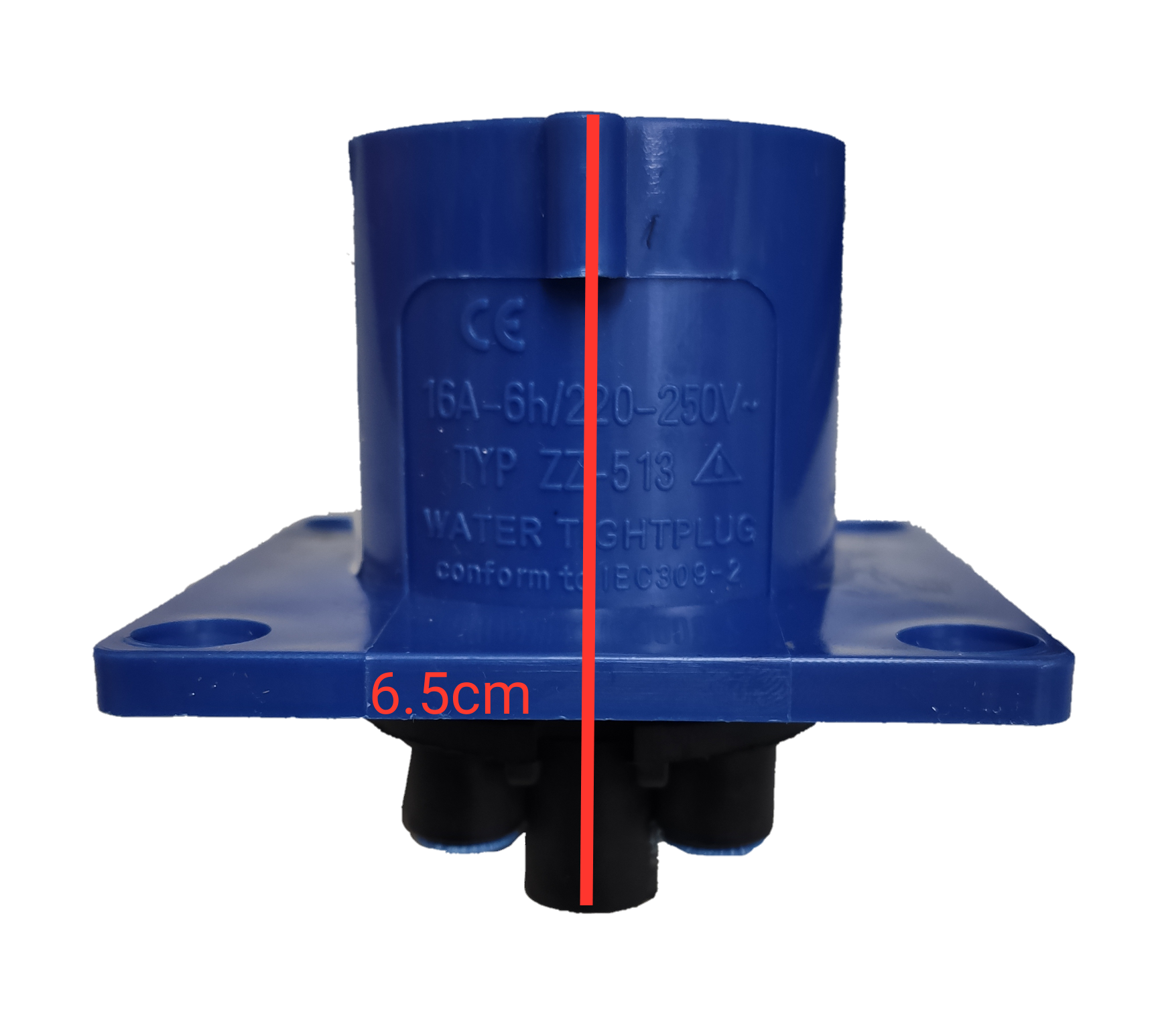 Grippes industrial plug chassis type 16A 220V in blue with waterproof design for heavy-duty applications
