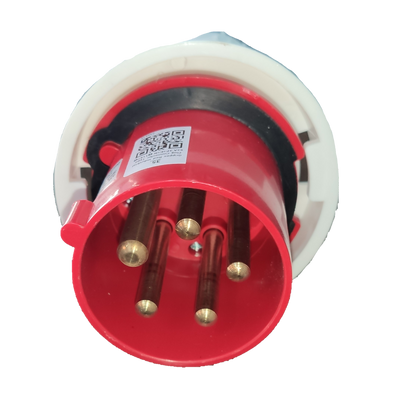 Grippes 63A industrial plug connector with durable metal pins for reliable electrical connections