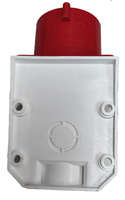 Grippes Industrial Plug Wall Type 32A with red and white durable casing for electrical circuitry