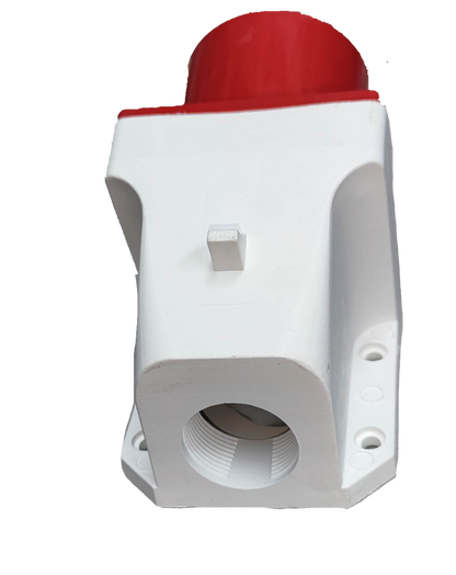 Grippes Industrial Plug Wall Type 32A with white base and red cover for electrical connections