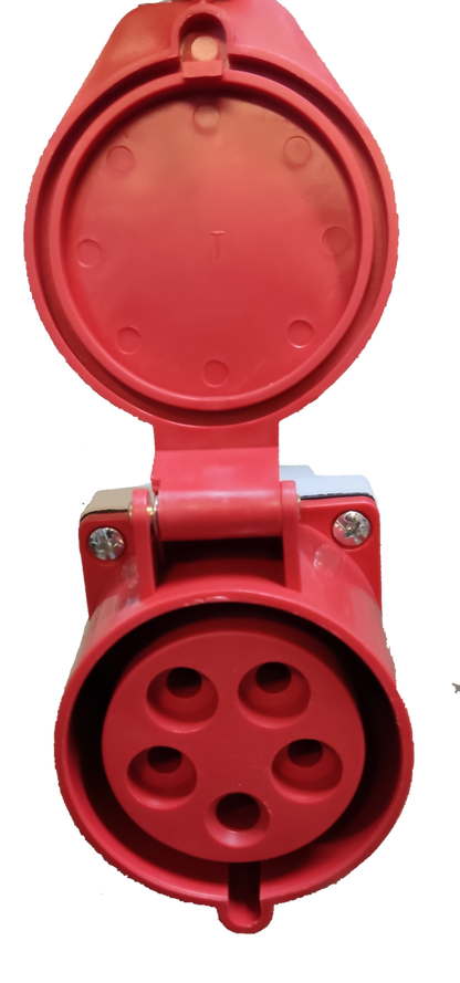 Grippes 32A industrial power outlet 380-415V wall type with weatherproof cap and durable design