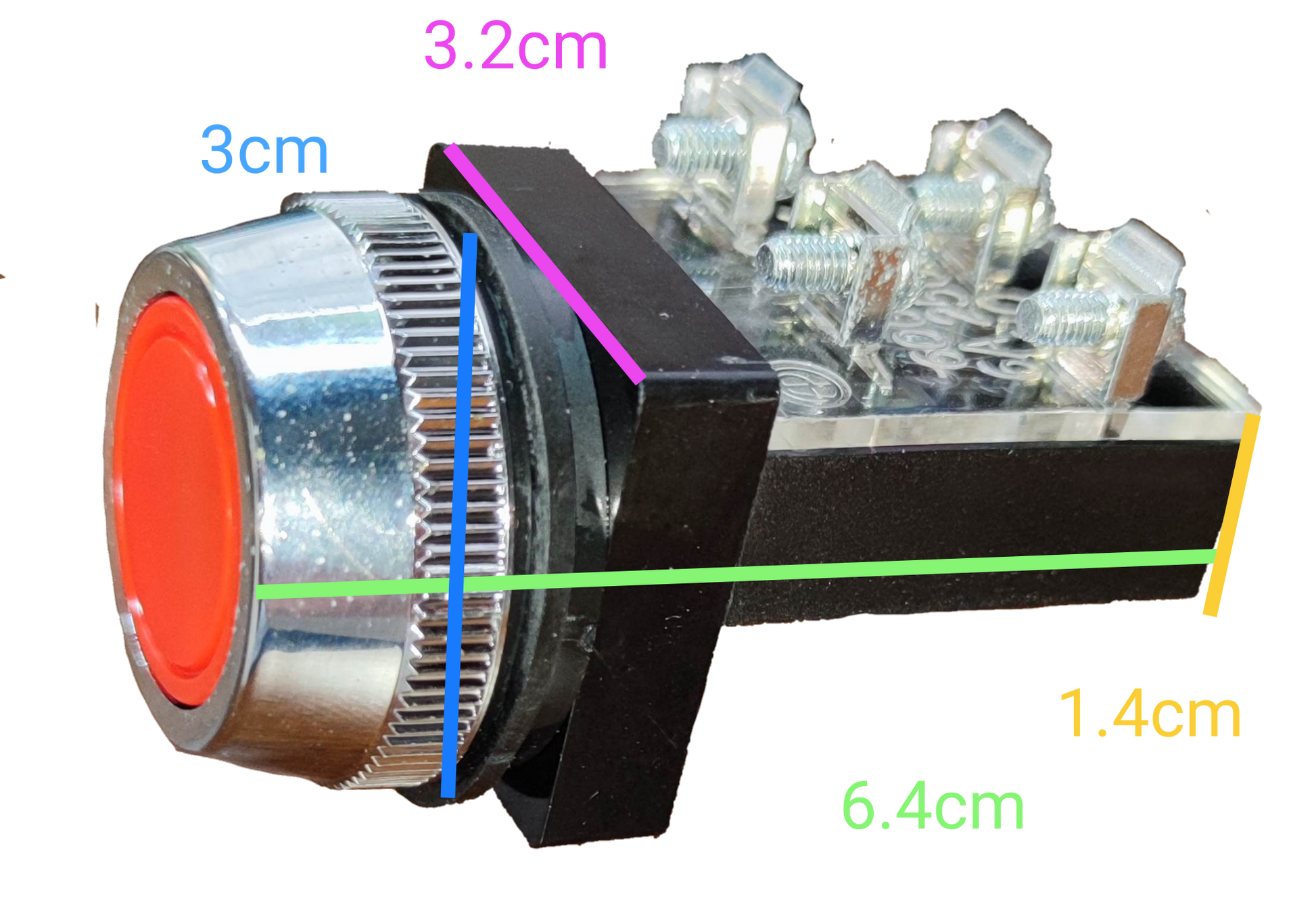 Grippes red push button switch 30mm metal bezel panel mount with screw terminal contacts