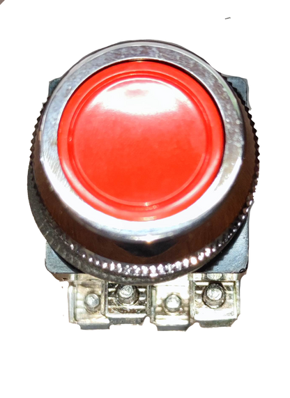 Grippes red push button switch 30mm with metal bezel and screw terminals for control panels