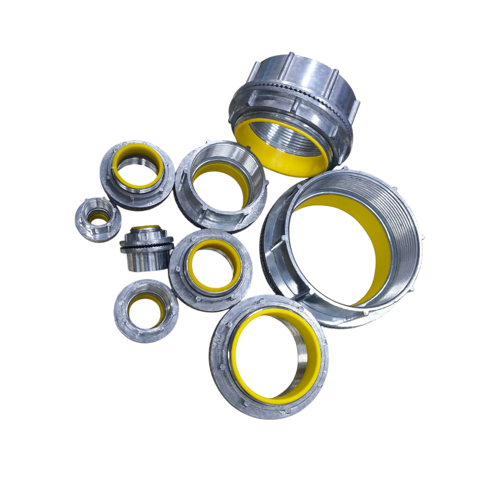 Water Tight Hub 20mm metal conduit connector with yellow seal rings for waterproof pipe and hose fittings made in China