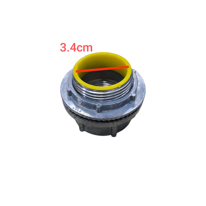 Water Tight Hub 40mm metal threaded conduit connector with yellow rubber grommet for pipes