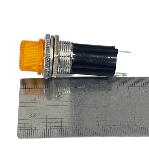 Grippes yellow LED signal light 220V panel mount indicator with threaded metal housing