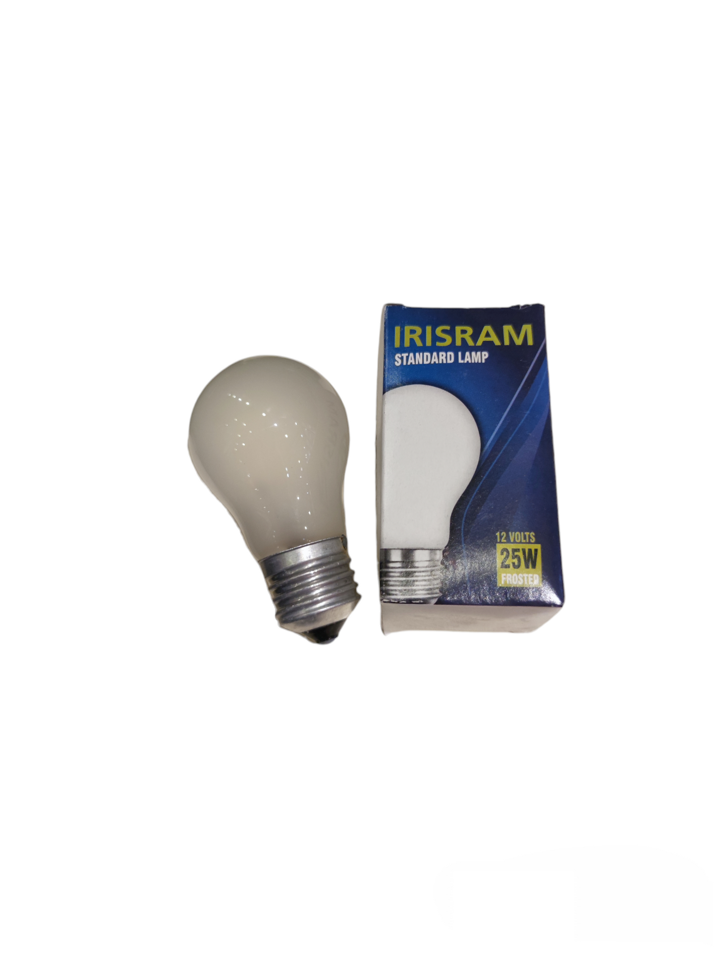 Irisram Battery Lamp 12V 25W E27 incandescent bulb with frosted glass and packaging