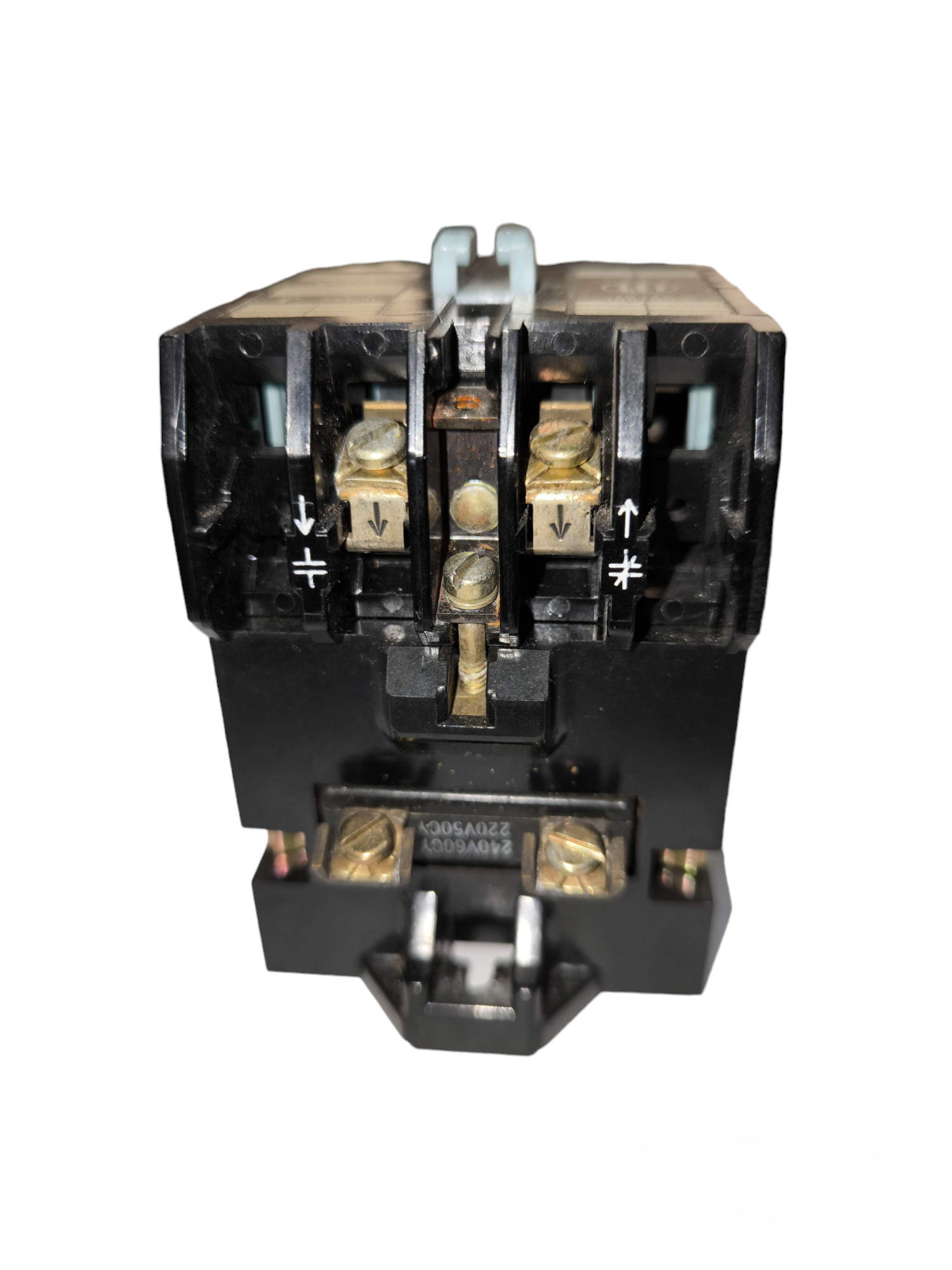 Magnetic Contactor 2 Pole 10A power switch component from China with black casing and brass terminals