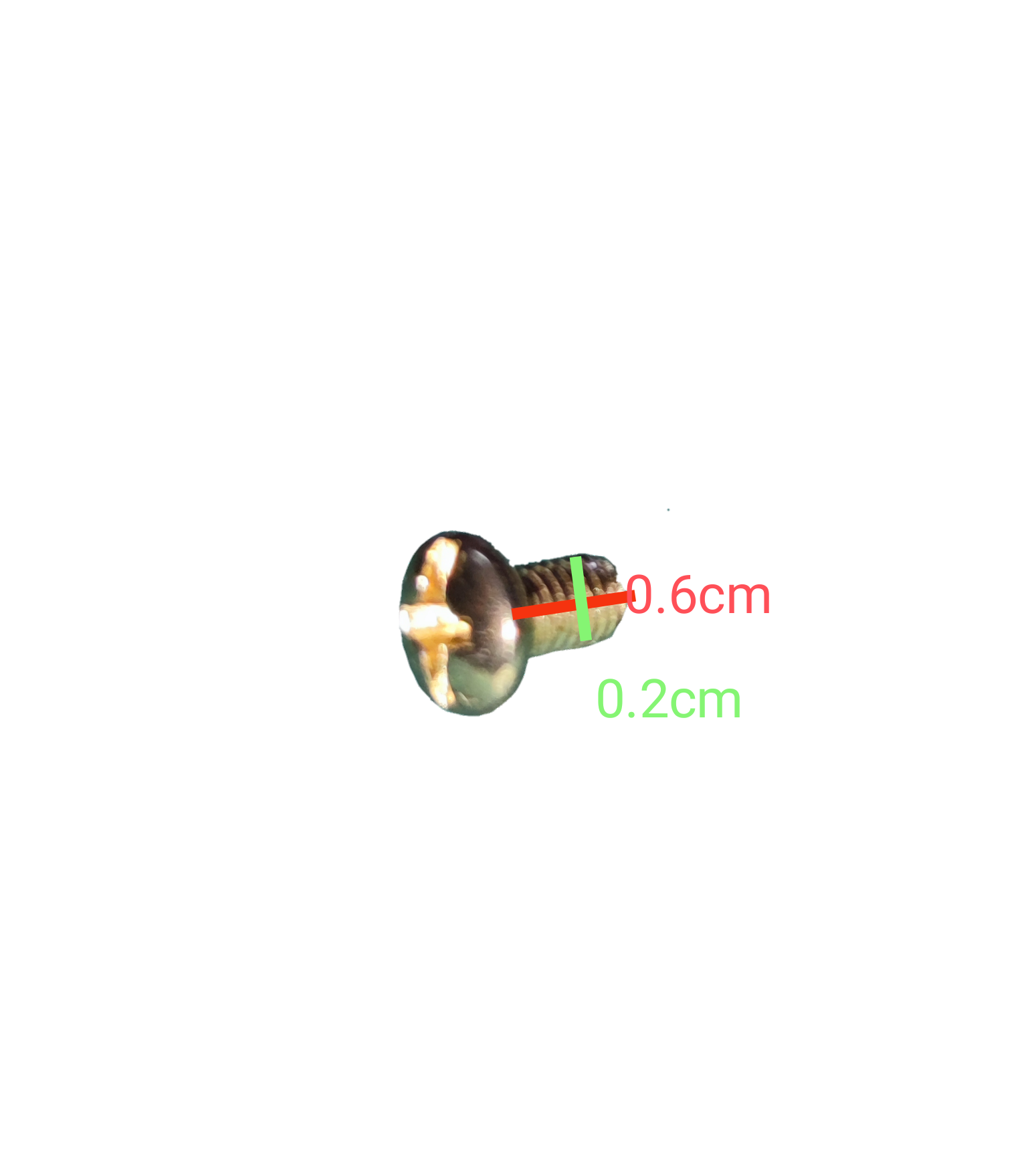 Close-up of a JP screw 6mm x 2mm x 6mm highlighting its precise dimensions for hand tools and accessories