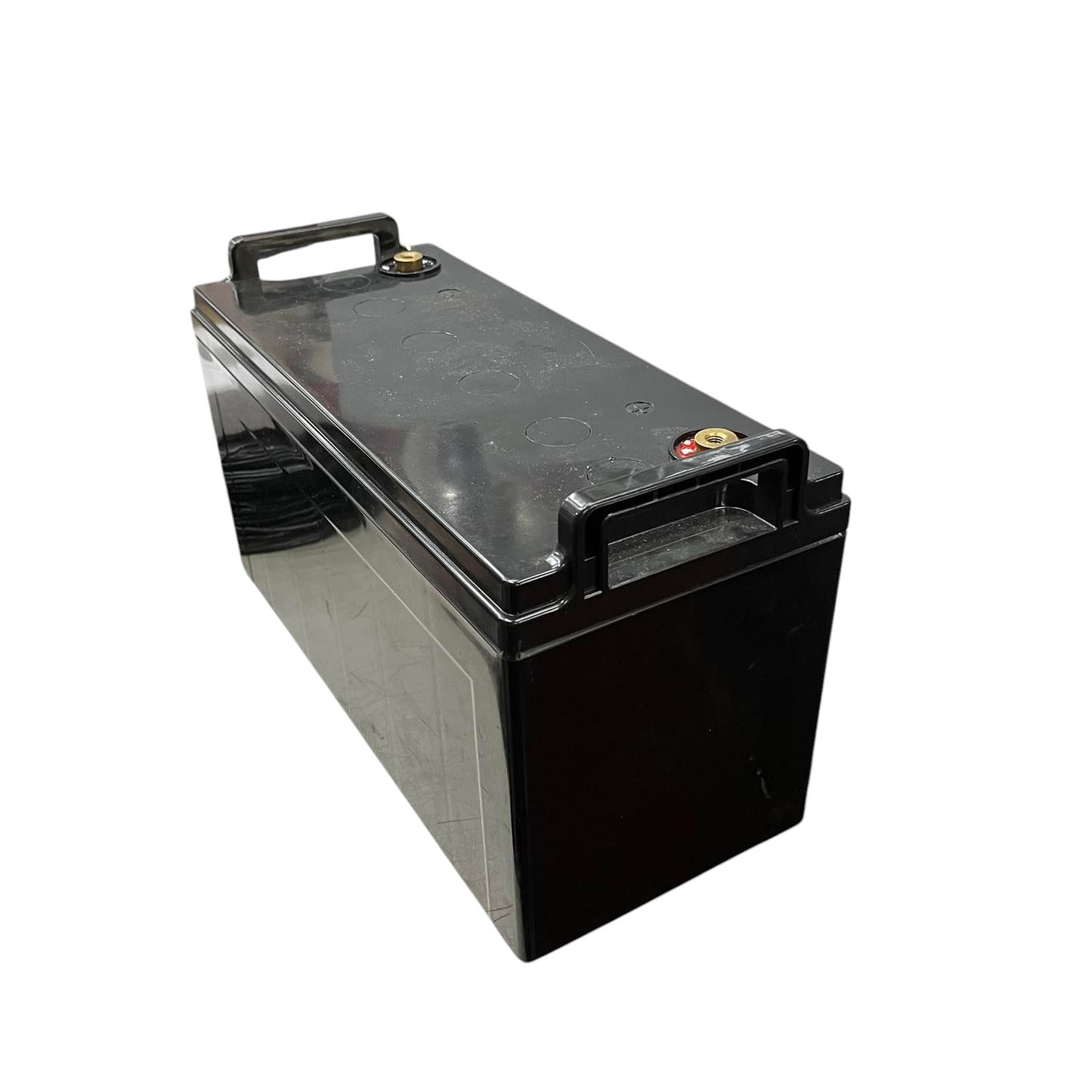Black rectangular JSL 12V 100AH Lead Acid Battery with handles and terminal connectors