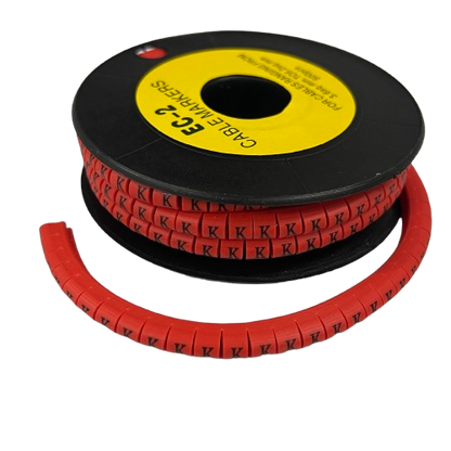 500pcs Cable Marker Red - K on a spool designed for organized cable management