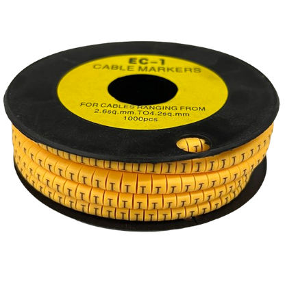 China cable reel with Cable "I" Marker 2.6mm to 4.2mm Yellow 1000pcs flexible markers for wire labeling
