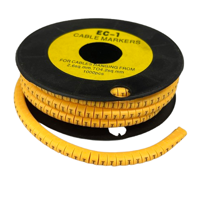 Spool of yellow Cable "I" Marker 2.6mm to 4.2mm Yellow strips for cable identification and routing