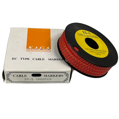 Grippes 1000pcs Cable Marker Red - F on a spool in a white box for organized cable management