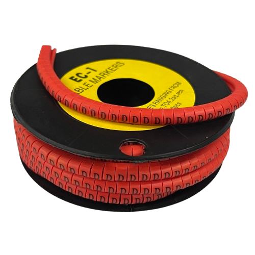 1000pcs Cable Marker Red - D on a spool for organized and easy cable identification