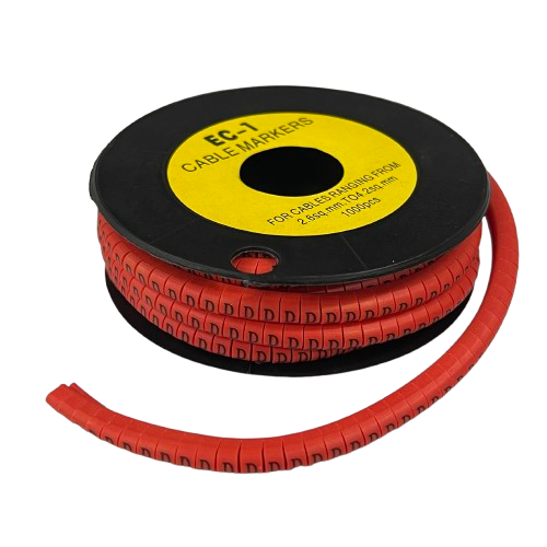 1000pcs Cable Marker Red - D on a spool for efficient cable management and organization