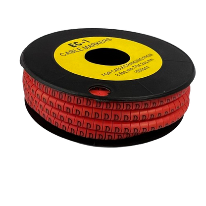 1000pcs Cable Marker Red - D on a spool, ideal for organized cable management