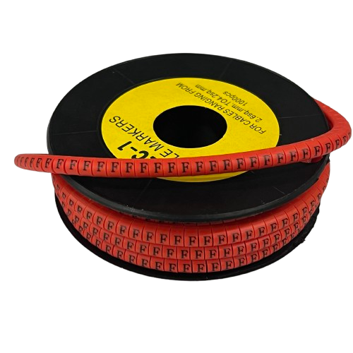 1000pcs Cable Marker Red - F on a spool for organized cable management and easy identification