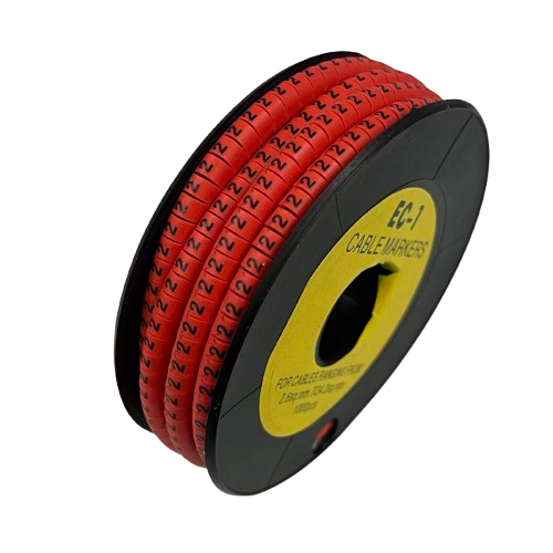 Grippes spool of 2 Cable Marker Red printed number 2 wire ID tape for cable management