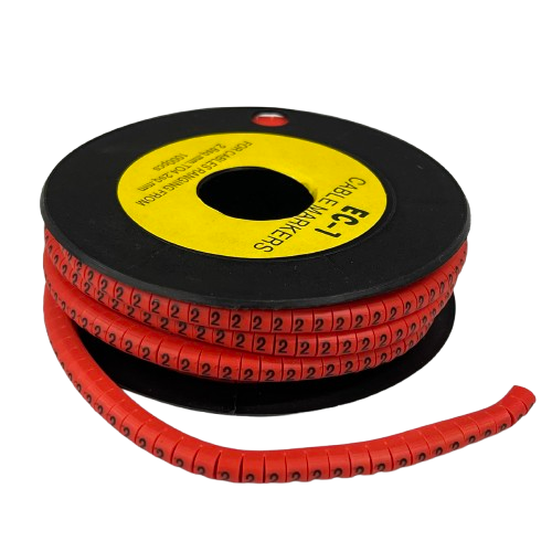Grippes 2 Cable Marker Red spool of flexible red number 2 cable markers for wire identification