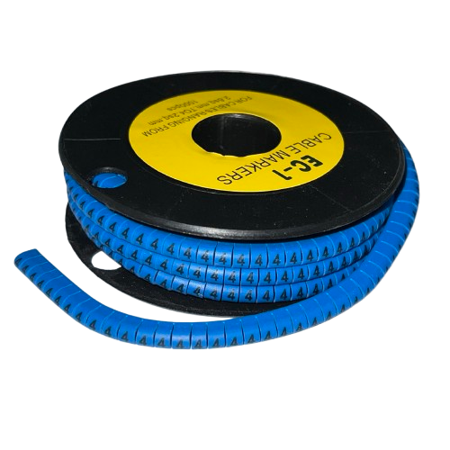 4 Cable Marker Blue spool of numbered cable markers for cable management made in China