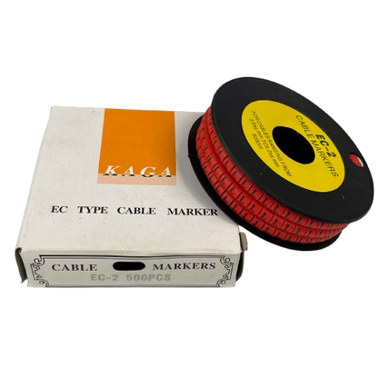 Grippes EC Type 500pcs Cable Marker - L Red on a display with original packaging