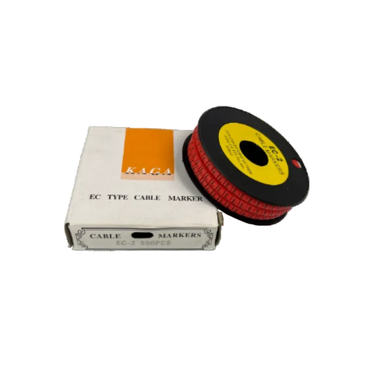 Grippes EC Type 500pcs Cable Marker - L Red on a display with original packaging