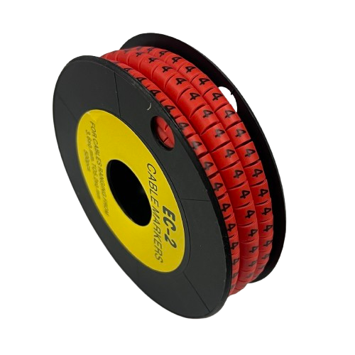 Grippes 500pcs Cable Marker Red - 4 on a spool for organized cable management