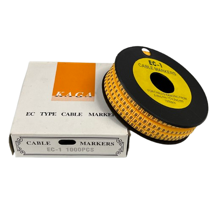 9 Marker 2.6mm to 4.2mm Yellow cable markers on spool with box EC1 1000pcs for wire labeling