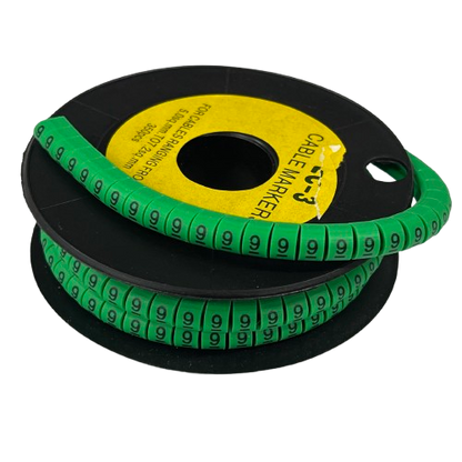 9 Marker 5.0mm to 7.2mm Green cable markers on spool for wire identification and cable management