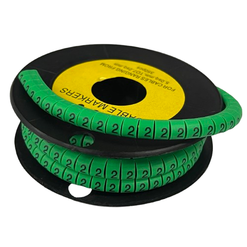 Spool of Cable Marker 2 Green numbered wire labels for cable management and easy circuit identification