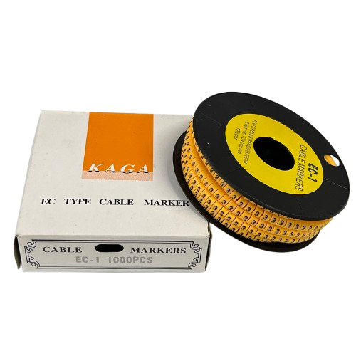 Cable Marker 3 Yellow spool of numeric cable markers on black reel with KAGA box EC 1 1000pcs from China