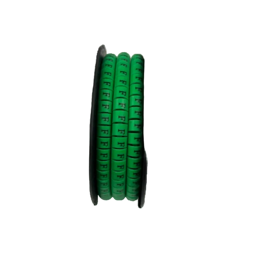 Spool of green Cable "F" Marker 5.0mm to 7.2mm Green labels for cable management and clear identification