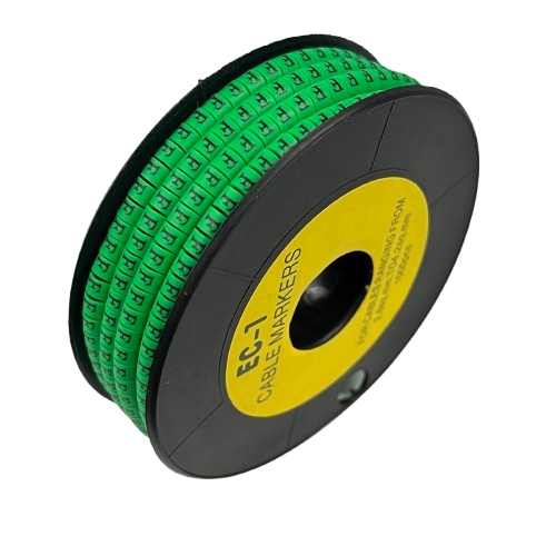 Grippes spool of green cable markers Cable "F" Marker EC-1 Green 2.6mm to 4.2mm for wire identification