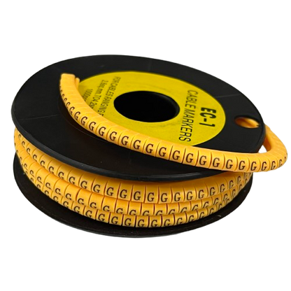 Spool of yellow Cable "G" Marker 2.6mm to 4.2mm Yellow cable markers for wire identification