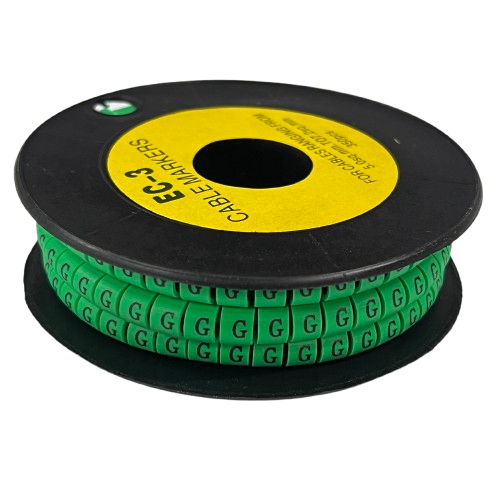 Spool of green Cable "G" Marker 5.0mm to 7.2mm snap-on cable markers for wire labeling