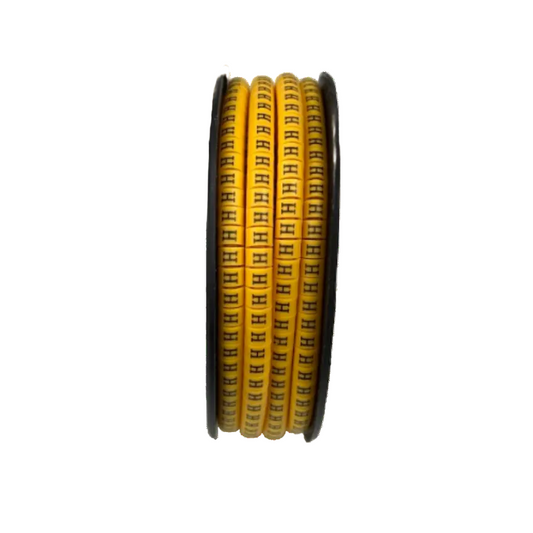 Spool of yellow Cable "H" Marker 2.6mm to 4.2mm labels on flexible sleeve for cable management