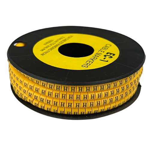 Reel of yellow Cable "H" Marker 2.6mm to 4.2mm labels for cable management from China